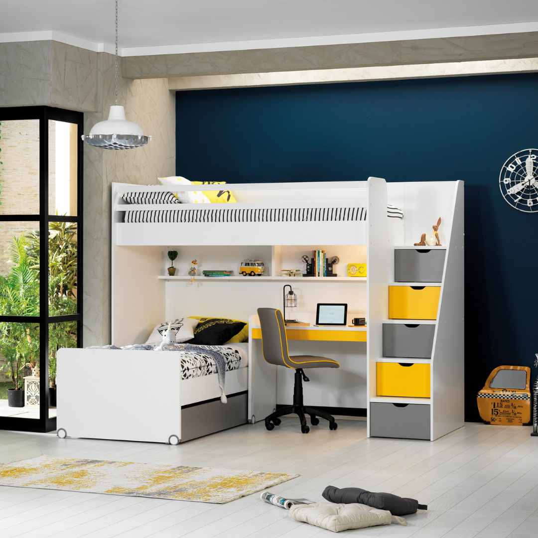 Горно легло за двуетажно детско легло  Neo Yellow (90х200см) - Almila-Sofia