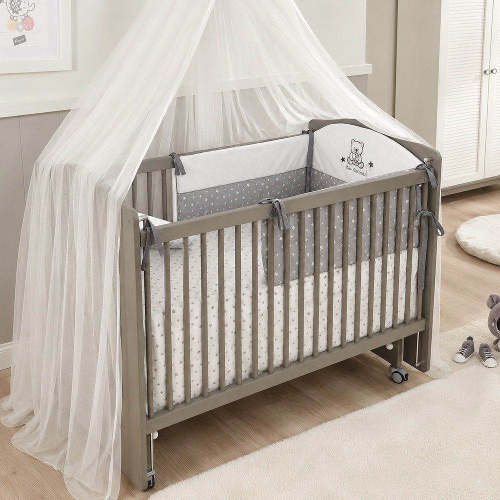 Бебешка кошара Sofy grey (60x120 см) като част от бебешко обзавеждане