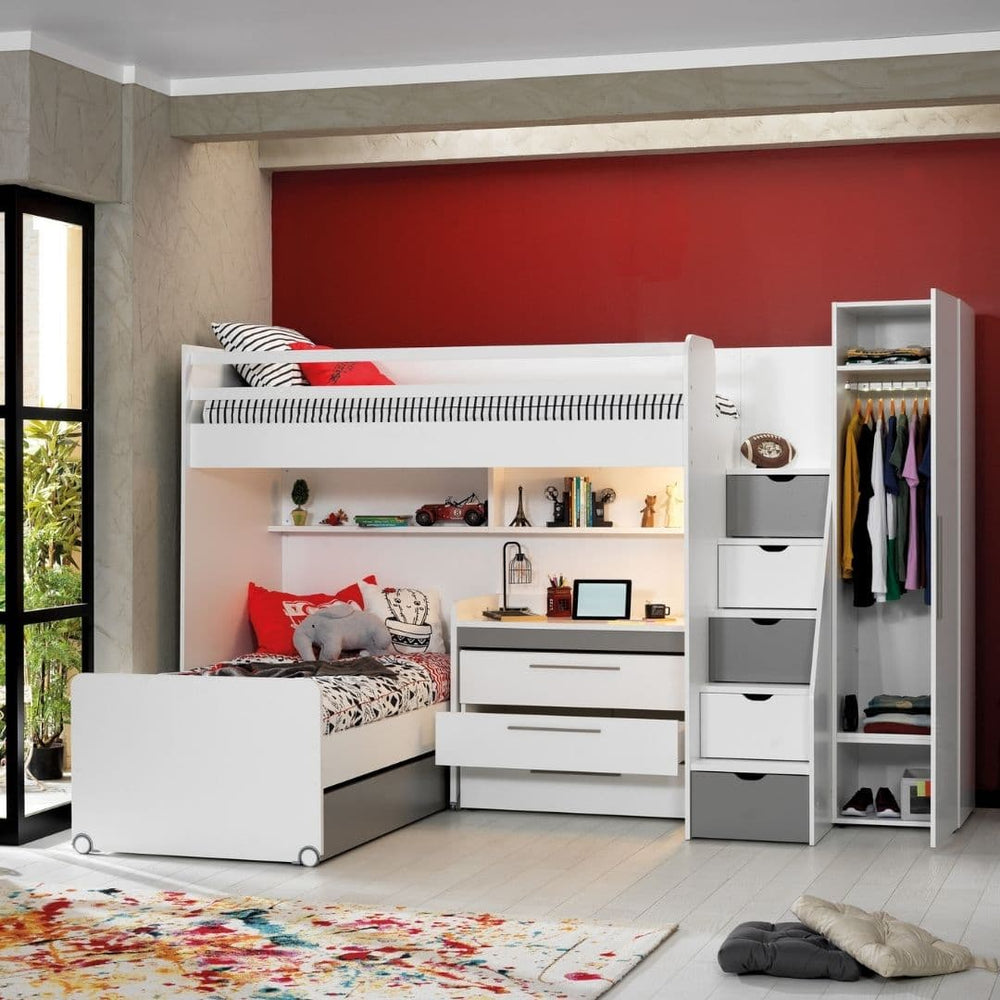 Горно легло Neo Grey (90x200 см) с практична и подредена визия