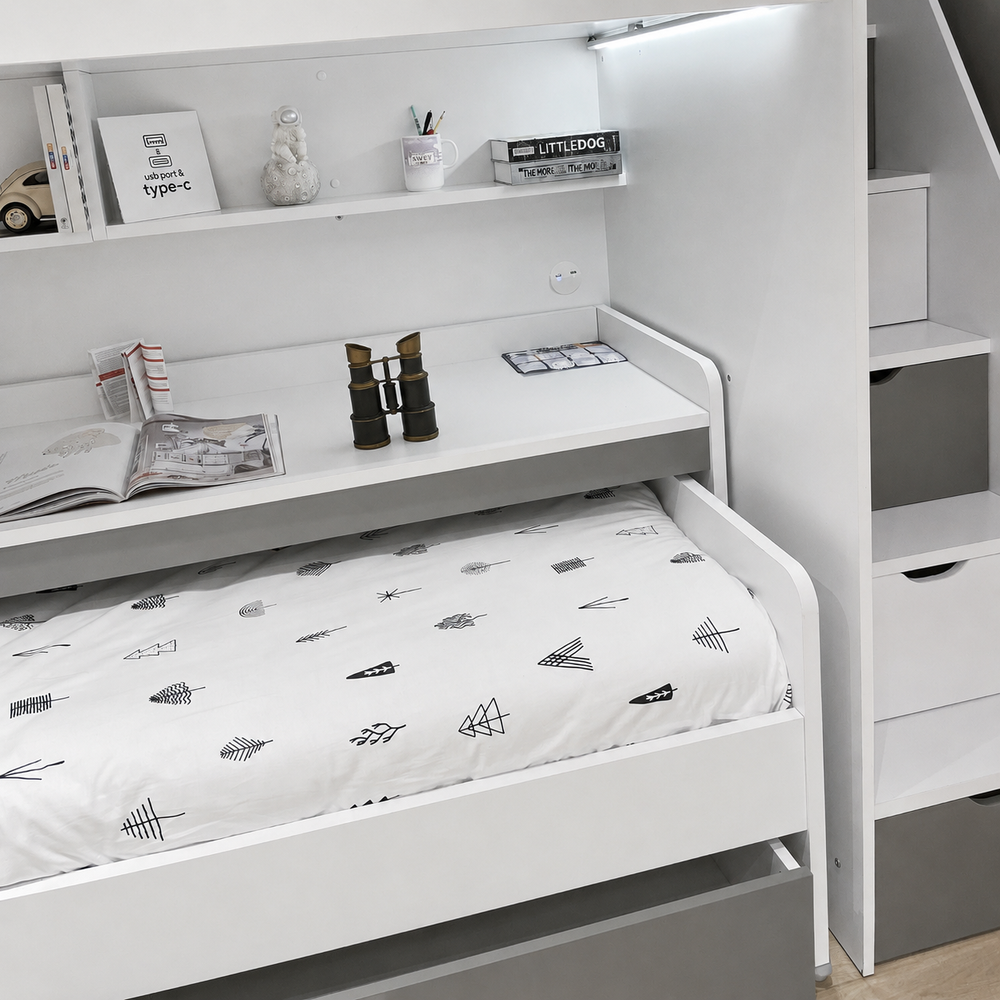 Горно легло Neo Grey (90x200 см) с детайл от изработката