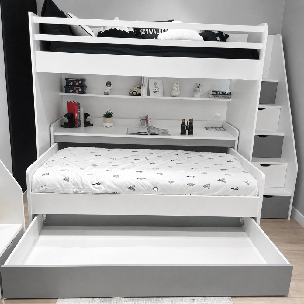 Горно легло Neo Grey (90x200 см) с практична и подредена визия