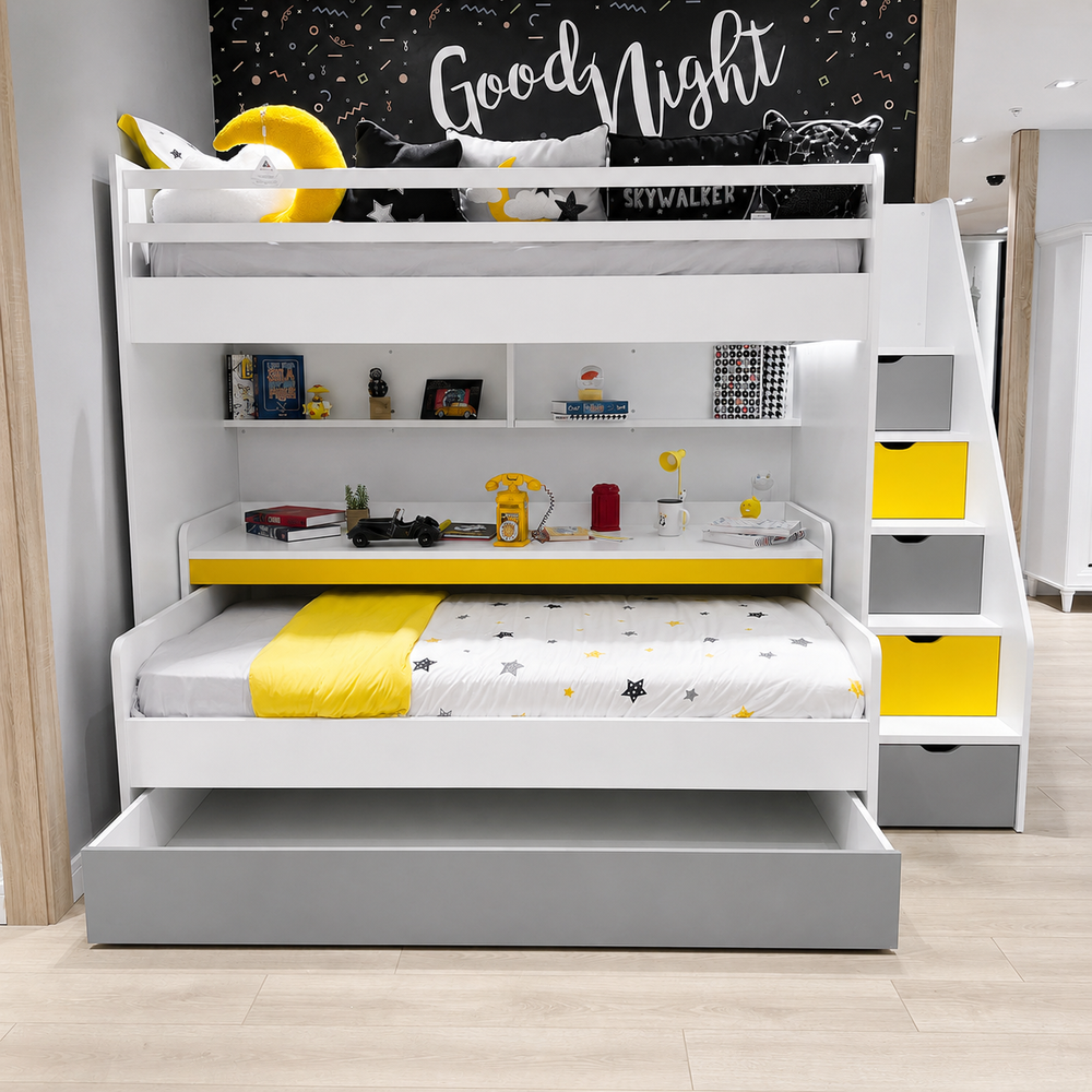 Горно легло Neo Yellow (90x200 см) с практична и подредена визия