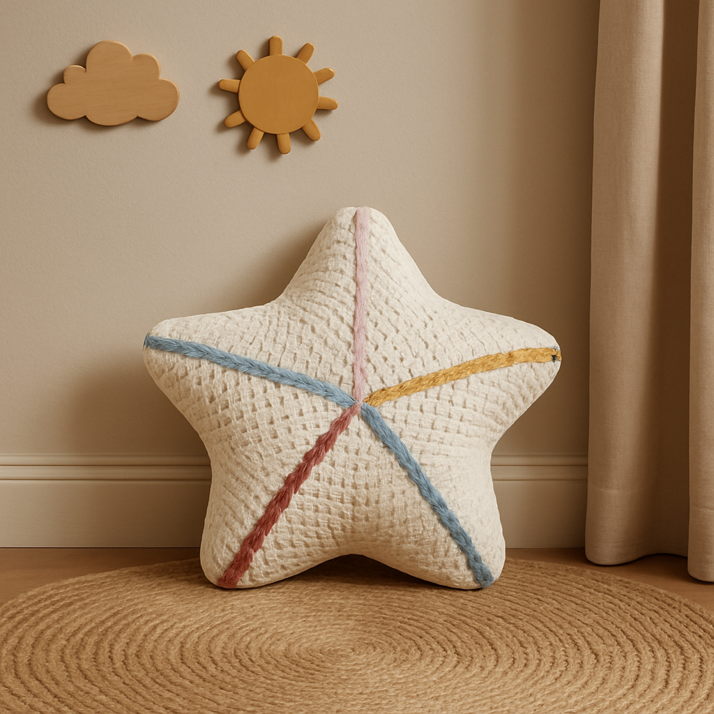 Декоративна възглавничка Star 40×40 см от 100% памучен плат с полиестерен пълнеж.